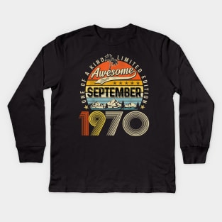 Awesome Since September 1970 Vintage 53rd Birthday Kids Long Sleeve T-Shirt